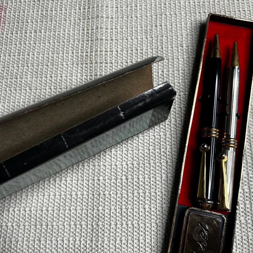Vintage‎ Shye AI-004 Pen Gift Set WWI of America Black Silver Gold Tone Made